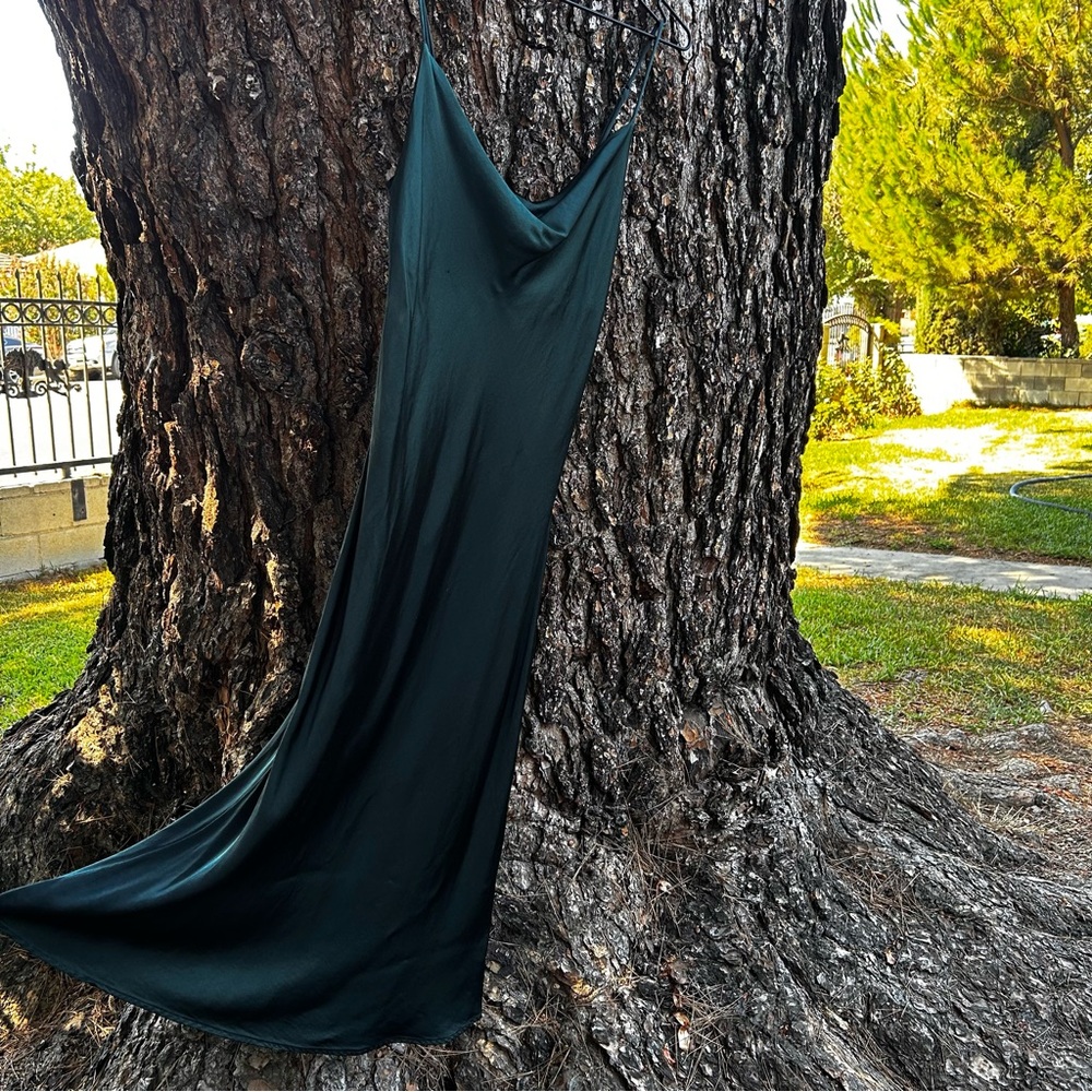 Zara Dark Green Maxi slip Dress Sz:S